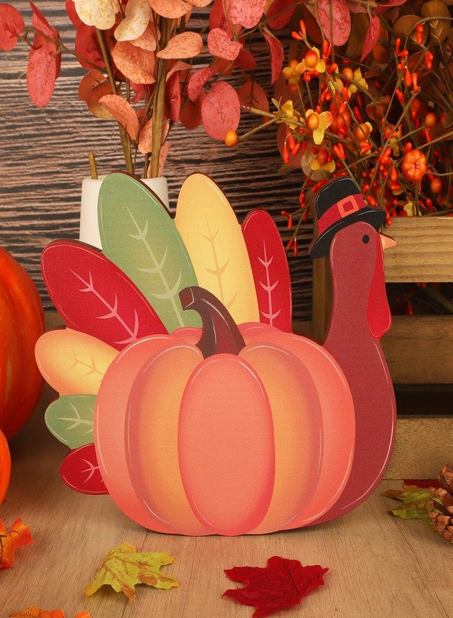 Yewfold Thanksgiving Decoration Wooden Tabletop Decor Thanksgiving Standing Turkey for Home Kitchen Office Fall Harvest Festival Decoration (Turkey) - Image 5